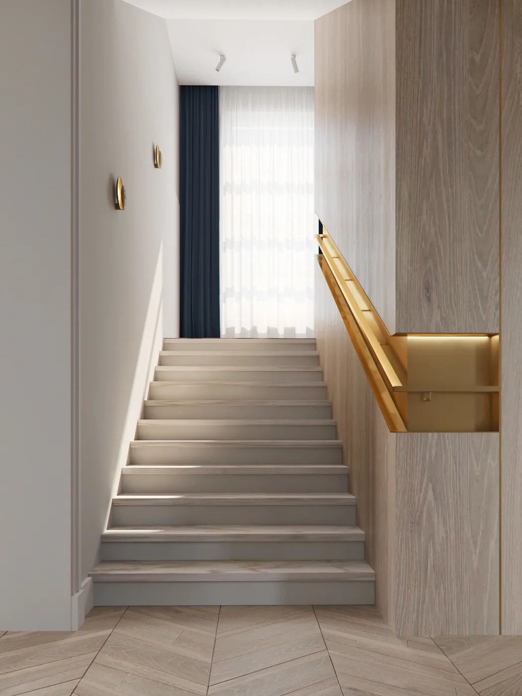 Trepju margu apgaismojums privātmājā Jūrmalā